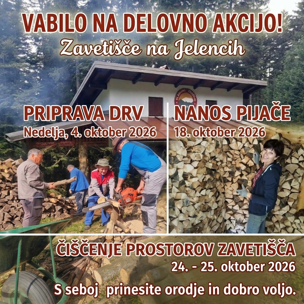 Vabilo delovne akcije Oktober 2026 v zavetišču na Jelencih